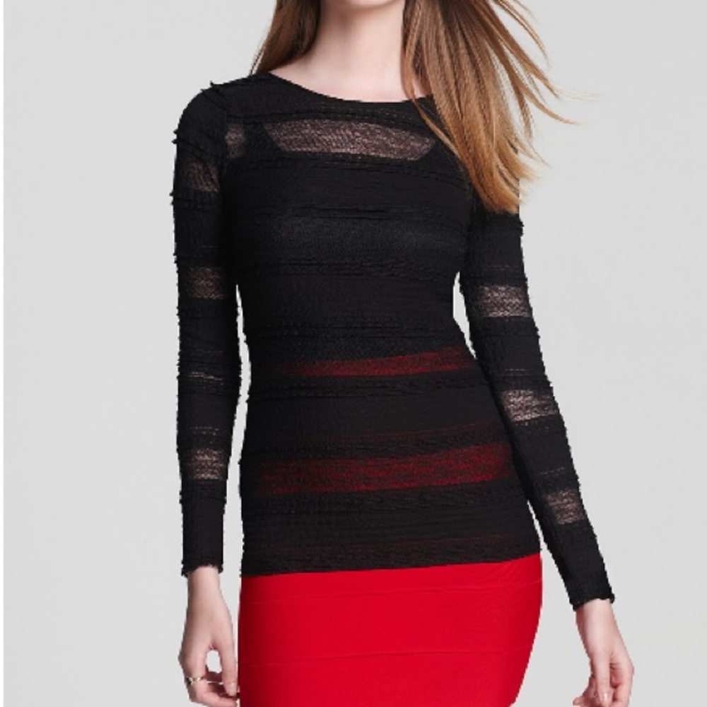 BCBGMaxAzria Long Sleeve Lace Shirt